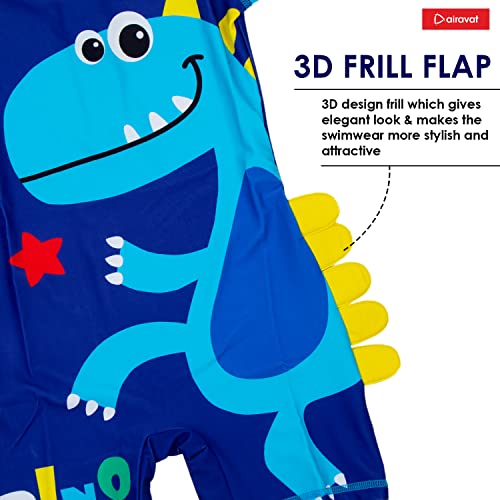 Image of AIRAVAT Children Swimsuit Set, 1513 Dino Kids Bathing Suit Swimwear, Half Sleeves 1 Piece Swimming Wear for Kids, Swimming Costume for Kids