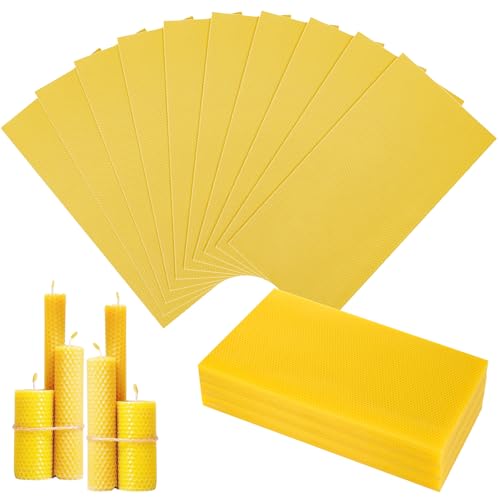 LDHHYH 30 hojas de cera de abeja para hacer velas, hojas de base de cera de colmena de 7.6 x 16.3 pulgadas, hojas de cera de abeja amarilla natural para marcos de colmena y suministros para hacer