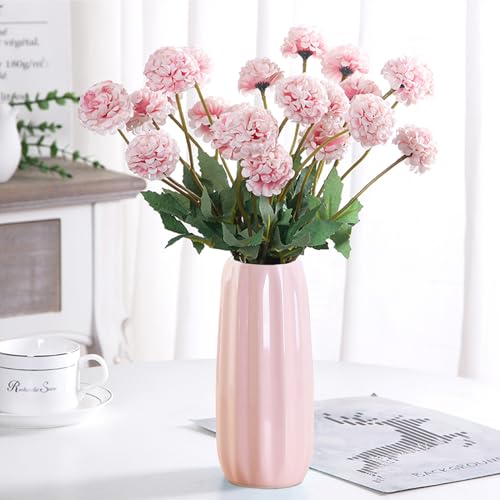 Pink Glossy Ceramic Vase 7.3 Inch Minimalist Nordic Home Decor Gift