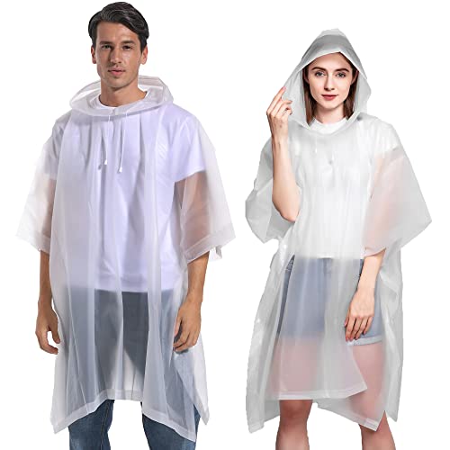 Rain Coats for Adults Man and Women- 2 Pack Waterproof Rain Ponchos Jacket with Hooded