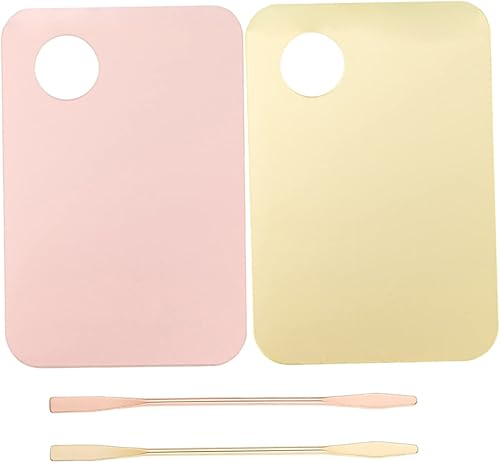 2 Set Acrylic Makeup Mixing Plate Portable Foundation Mixing Tray with Spatula Durable Cosmetic Tools for Makeup Artists Lightweight Easy to Clean