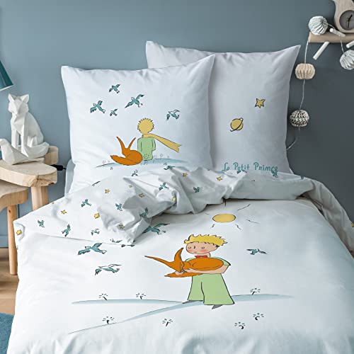 LE PETIT PRINCE Birds Parure de Lit Enfant 1 Personne | 100% Coton | Oeko-TEX | Housse de Couette 140x200 cm + 1 Taie d'oreiller 63x63 cm | Imprimé Réversible Garçon...