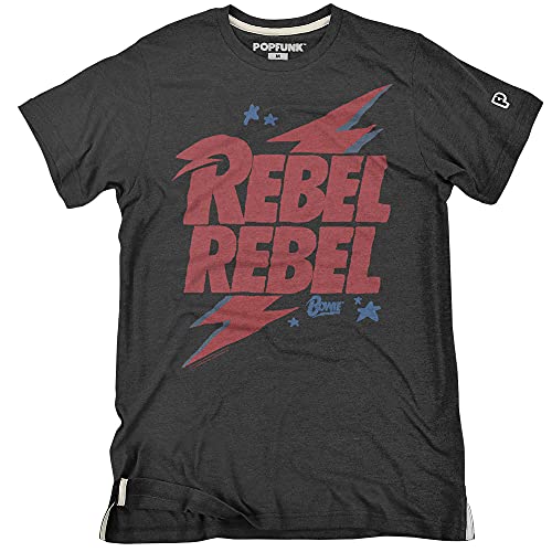 Popfunk Official David Bowie Rebel Rebel Slim Fit Ultrasoft Tri-Blend T-Shirt (Medium)