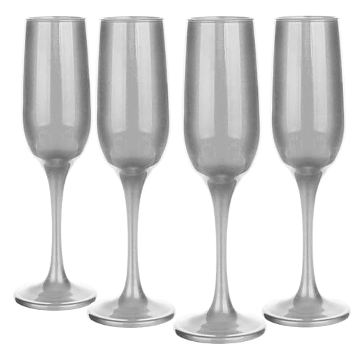 Glasmark Krosno set di 4 bicchieri da spumante da 0,2 litri calici da champagne bicchieri da champagne bicchieri da champagne bicchieri da spumante bicchieri da vino argento 4 x 200 ML