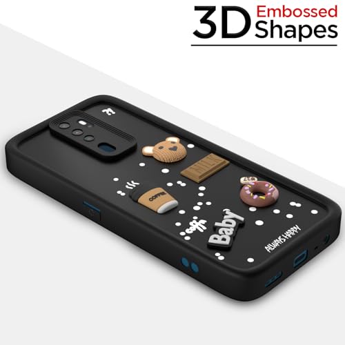 Image of Pikkme Back Cover for Oppo A5 2020 / A9 2020 | 3D Cartoon Silicone Case Cute & Fun Full Protective Bumper Cover (Black)