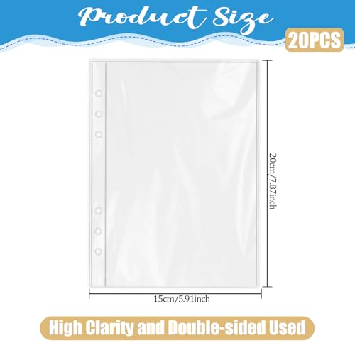 20 karten Hüllen für Fotokarten, doppelseitige Schutzhüllen aus Kunststoff Photocard Sleeves Doppelseitiges Sammelalbum für 6-Ring-Ordner im A5-Format