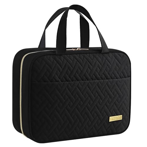 HOTOR Travel Toiletry Bag Hanging Toiletry Bag for Women & Men Waterproof Makeup Bag with Large Compartment Travel Essentials Black