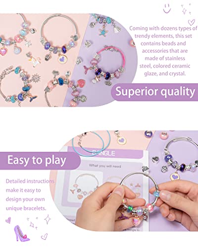 Deinduser Charm Bracelet Making Kit - Girls Toys-Crafts For Girls-Gifts For Girls 8-12 - Jewelry Making Kit For Girls -Unicorn Jewelry Making Supplies Beads #TOP5