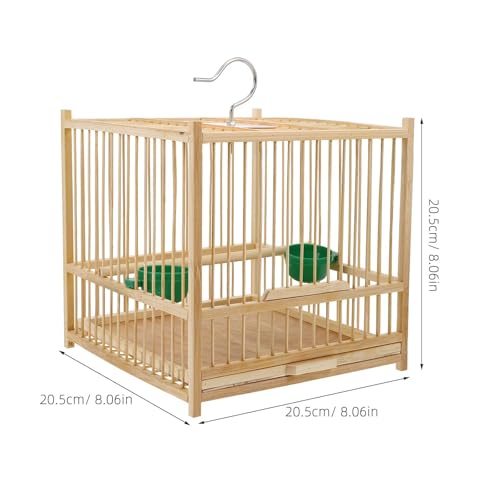 Image of Kisangel Bamboo Bird Cage Small Parrot Cage with Hanging Hook Indoor Outdoor Bird Keeping 9.84X7.87X9.84 Inches for Budgies Lovebirds Cockatiels