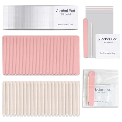 50 Set Disposable Press on Nail Tool Kit, Including 50pcs Nail File, 50 Prep Pad, 50 Wood Stick, 50 OPP Bag, Manicure Nail Prep Kit for Salon Home (50pcs-A-Pink)