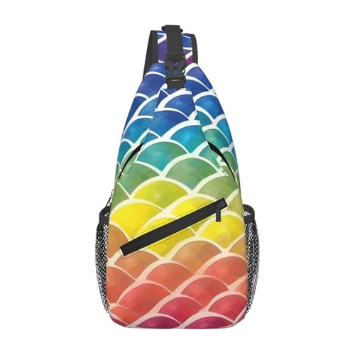 Mochila bandolera con estampado Rainbow Fish Scale miniatura 1