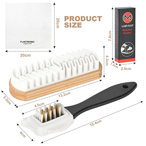 Flintronic 4 PCS Suede & Nubuck Brushes 4-Sided Shoe Cleaner with Brass Bristles for Clean Decontamination Cleaning Tools with Eraser and Clean Cloth
