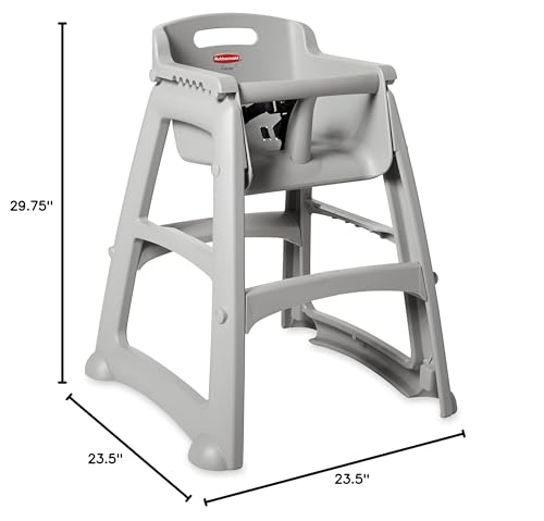 Image of Rubbermaid Commercial Products Sturdy High Chair for Child /Baby /Toddler, Unassembled, Platinum, Fits Under Table for Child /Baby /Toddler Seating