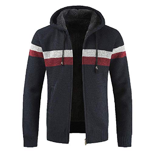 Chaqueta de Hombre A Prueba de Viento Hombre Otoño Invierno Patchwork Chaqueta con Cremallera con Capucha Chaqueta de Punto Chaqueta de Manga Larga Chaquetas para Hombres