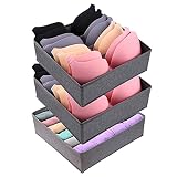 GOGOODA Bra Socks Drawer Organizers, 3 Pack Foldable Bra Drawer Organizer with Large Compartments -W