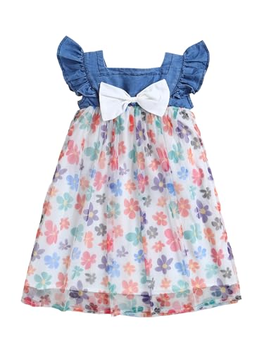 Image of Dresses for Kids Girls, Stylish Knee Length Once Piece Denim Frocks for Girls, Casual Dress for Summer & Special Occasion