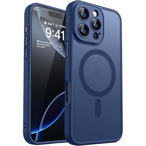 Coque iPhone 16 Pro bleu foncé rigide hybride mate