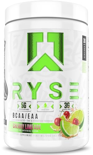 RYSE BCAA EAA Powder - Cherry Limeade - 5g Branched Chain Amino Acids, 3g Essential Aminos, Sugar-Free Electrolytes for Pre & Post Workout Muscle Recovery, Hydration and Strength - 30 Servings