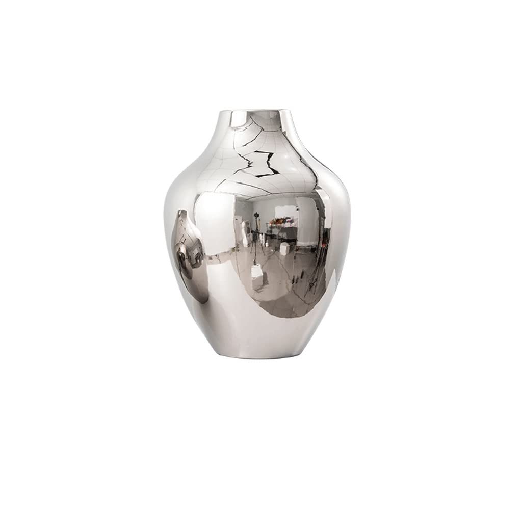 Vase design argenté L pour illuminer un salon sombre et moderniser un meuble