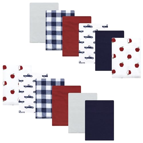 Luvable Friends Hudson Baby Flannel Burp Cloths 12pk, Red Apple Orchard