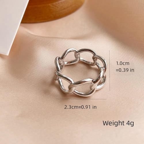 Image of Dtja Link Chain Silk Scarf Ring Brooch for Women Girls Fashion Chic Minimalist Simple Shawl Scarves Band Statement Buckle Wrap Finger Rings Size 8 Dress Accessories Jewelry Gift
