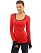 PattyBoutik Women's Scoop Neck Side Slit Tunic (Red and Black M)
