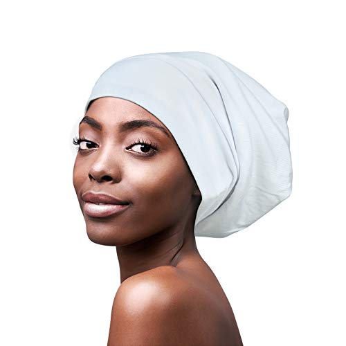 FocusCare Gorro rizado con forro de satén para dormir para mujer - blanco - Talla única