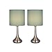 HAITRAL Modern Table Lamps - Bedside Desk Lamps, Unique Nightstand Lamps with Fabric Lamp Shade and Metal Base for Bedroom, Living Room, Office, College Dorm, Den - Light Blue (HT-BTL07-2BU)