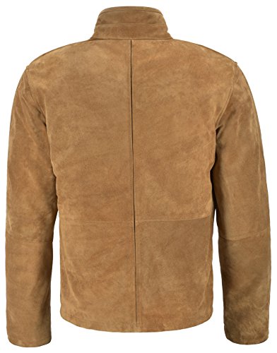 Mens Fashion Camel Brown Real Suede Leather Specter Bluson Leather Jacket 59174