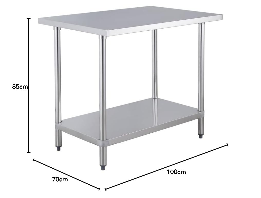 METRO Professional Arbeitstisch GWTS4107, Edelstahl, 100 x 70 x 85 cm, Silber
