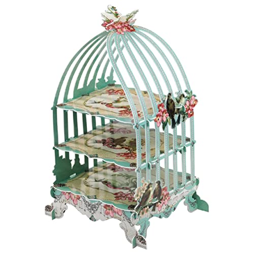 Zerodeko Alzata Per Torta Di A Forma Di Gabbia Per Uccelli Verde A Tre Livelli Per Feste E Matrimoni