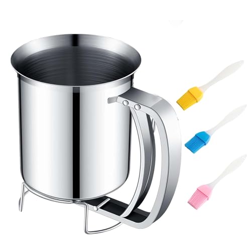 Teigspender Edelstahl, 800ml Pfannkuchen Teigspender,Handgehaltener Pfannkuchenteigspender,Teigportionierer mit Quetschgriff,Küchenwerkzeug zum Backen von Kuchen,Cupcakes,Crêpes,Waffeln,Pfannkuchen