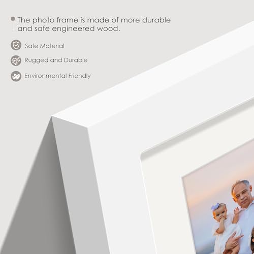 Image of DUENPY 5x7 Picture Frame Collage Holds 3 Photos Made of High Definition Glass, Mat for Display 4x6 Picture Frame Collage Photo for Wall Decor White