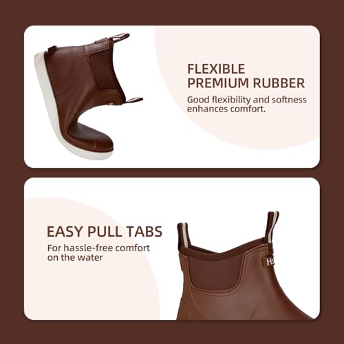 Mens Deck Boots, Waterproof Rain Boots Ankle Rubber Boots Outdoor Sailing Fishing Booties Lightweight Garden Boots High Traction Water Shoes for Working Boating Camping Sailing3