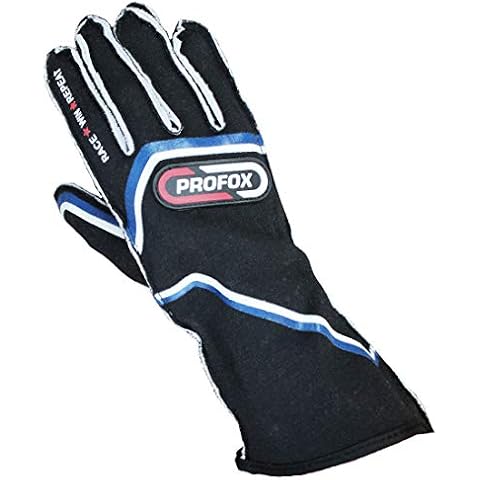 PROFOX SLC Competition Driver Race Nomex Gloves (Black-Blue, XLG) Cover
