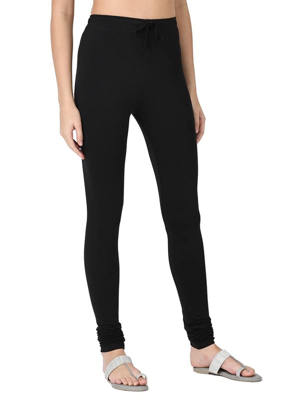 Image of Robinbosky Premium Cotton Lycra Black Churidar Leggings (XL, Black)