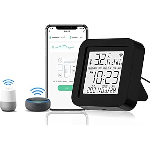 Panamalar 3 in 1 Smart WiFi IR Remote Control with Hygrometer Thermometer Monitor Sensor, Large LCD Display Universal IR Control Hub with Alexa/App Control/Timer/Smart Home Automatic for Indoor Home Cover