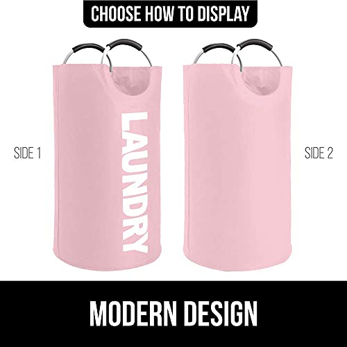 Gorilla Grip Large Laundry Basket, Collapsible Fabric Hamper, Padded Handles, 115L, Tall Foldable Clothes Baskets, Durable Linen Bins, Easy Carry Bags, Hampers For Kids Bedroom, Dorms, Light Pink #TOP6