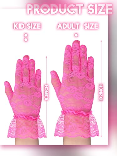 Geyoga 6 Pairs Tea Party Lace Gloves for Little Girls Kids Lace Short Princess Gloves Halloween Novelty Accessories for Party3