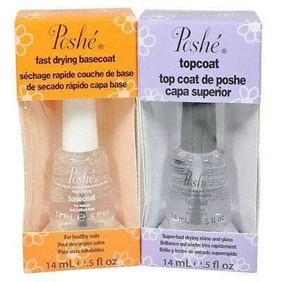 Poshe COMBO Fast Drying Base Coat and Super fast drying Top Coat 0.5oz/14ml/each