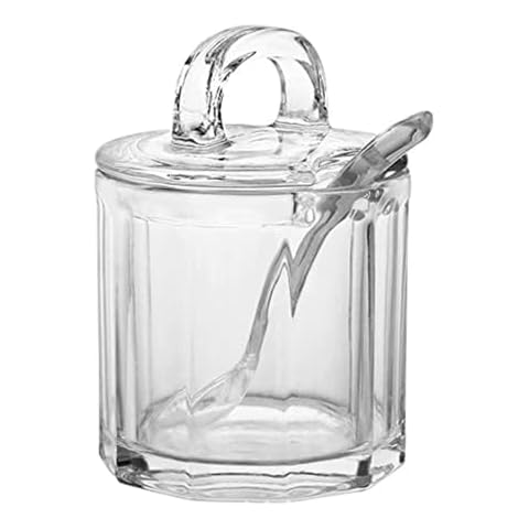123Arts Glass Sugar Bowl with Spoon Cover