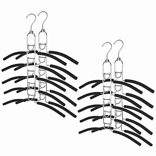 Perchas Ropa 4 Piezas,Perchas pantalones ahorra espacio,5 en 1 Perchas plegables,Perchas Antideslizantes,Multi-Capas Perchas Ropa,Perchas estándar,Perchas para Chaqueta,Abrigo,Suéter,Pantalones,Camisa Cover