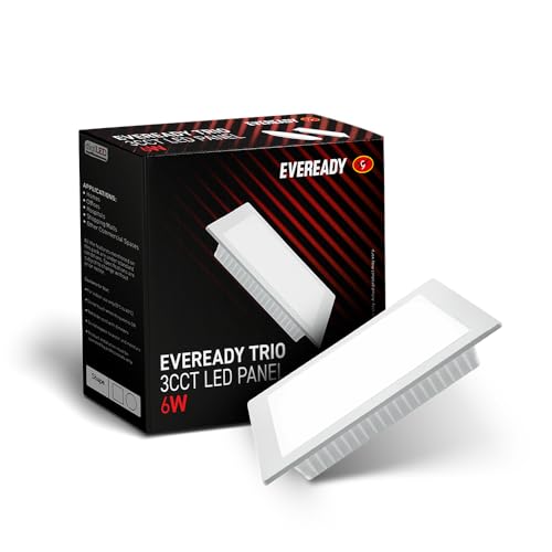 Image of Eveready 6W LED Trio Panel, Inbuilt 3CCT Modes (6500K-4000K-3000K), 4kV Surge Protection, Square, Pack of 1