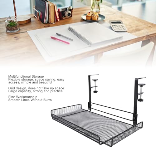 Bandeja porta cable para debajo del escritorio, organizador con abrazadera, cesta para almacenamiento, soporte para router, regleta y cables (Negro) miniatura 6
