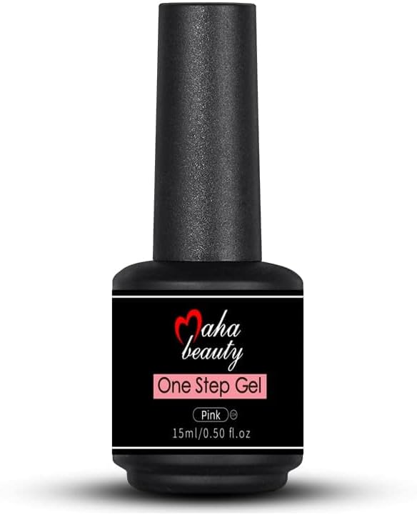 Maha Beauty One Step Gel Nail Polish Set No Need Base and Top Coat Fast Cure UV Gel Polish 15ML Nail Art Manicure Kit Gift Box (Pink)