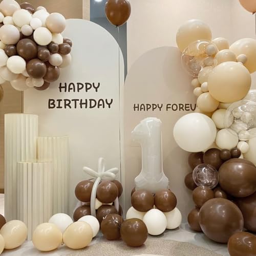 Boho Brown White Nude Balloon Garland Arch Kit, 155Pcs Dark Brown White Sand Neutral Latex Balloons for Woodland Teddy Bear Baby Shower Wedding Birthday Party Decorations - Image 8