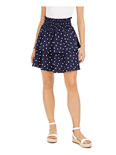 Maison Jules Womens Polka Dot Mini Tiered Skirt
