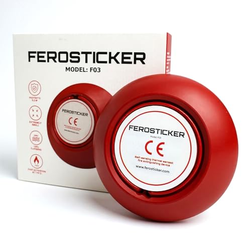 FEROSTICKER Kleiner Automatischer Feuerlöscher – Ungiftig, Kompakt & Wartungsfrei, Haushaltsbrandschutz für Sicherungskästen, Solargeneratoren, Fahrzeuge, Lithiumbatterien, Schiffskabinen (1 Stück)