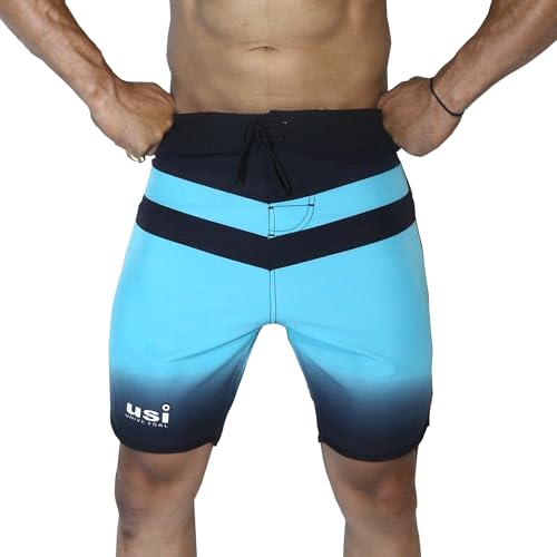 Image of USI Universal Shorts for Men, 411PT Triangle Physique Board Shorts, Fitness Shorts, Polyester Elastane Construction, Hook Loop Fly (Medium, Mint Color)