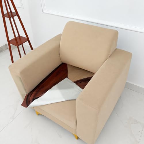 Image of Homerz Premium 'Luxe Series' Holland Velvet Sofa Cover | Smooth Finish | Anti-Skid Fleece Backing | Soft Touch Couch Protector for Living Room (Urban Dune, 1 Seater, Only Seat Cover)